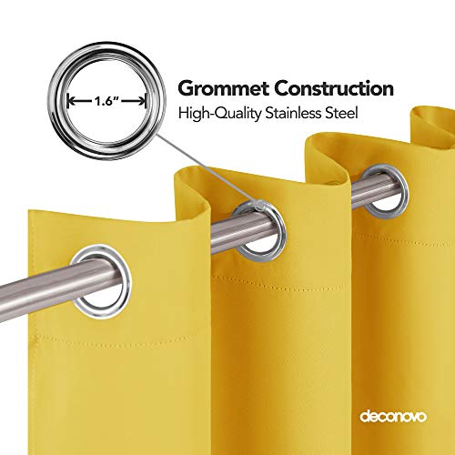 Image of Deconovo Blackout Curtain Darkening Panel for Bedroom or Living Room Grommet Thermal Insulated Lighting Reduce Drape, 52 x 84 Inch, Mellow Yellow