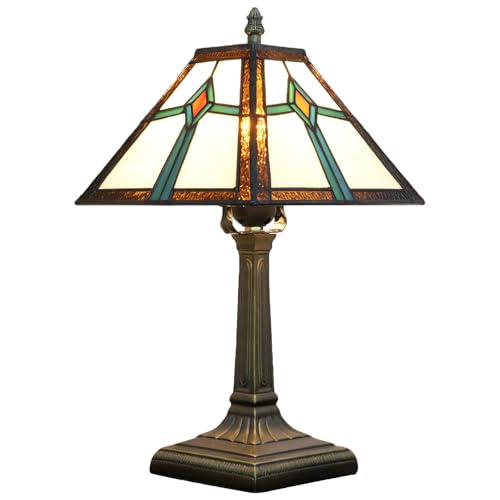 NUODITOS Tiffany style mission conception vitral lampe de table vintage fait à la main lampe de nuit pour la maison salon chambre à coucher bureau
