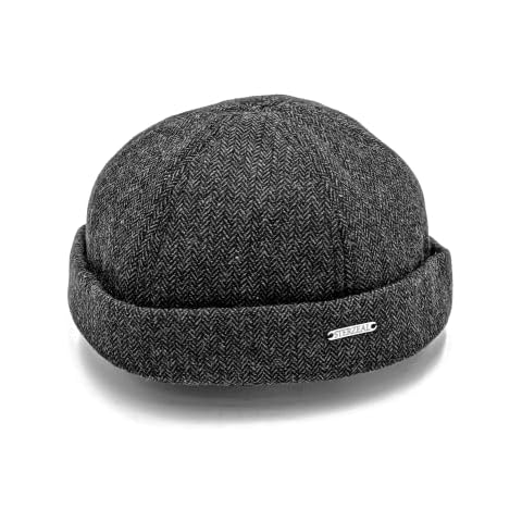 Sterzeal® Docker Cap Brimless Herringbone Docker hat Wool lavoy Docker Hat Modern Docker Hat Beanie hat Brimless Cap Fisherman Cap Skullcap hat Tweed Docker Winter Cap Beanie hat (Navy) Cover