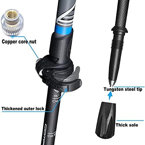 Nordic Walking Trekking Poles - with Antishock and Straight Shank Eva Canes Three Section Telescopic Ultralight Carbon Fiber for Hiking Outdoors (Size : 100 cm)