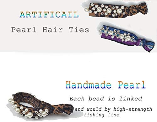 Pearl Hair Tie,Elastic Hair Bands for Women Girls,2 in 1 Hair Accessories Pearl Bracelet (2)
