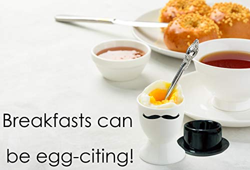 Cestash Egg Cups for Soft Boiled Eggs - Ceramic Egg Cups for Hard Boiled Eggs - Black and White Stylish Egg Servers - Set of 4 - Thumbnail 4