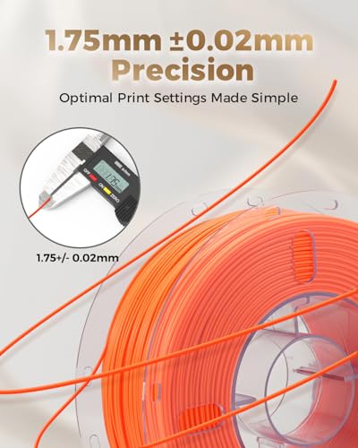 Image of VOXELAB Silk+ PLA Filament 1.75mm, Shiny Chrome-Like Finish with Enhanced Layer Adhesion, 1kg (2.2lbs) for Most FDM 3D Printers, Smooth & Flawless Printing(Orange)