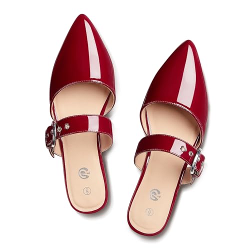 Image of Rekayla Mules for Women Adjustable Strap Pointed Toe Backless Loafer Shoes