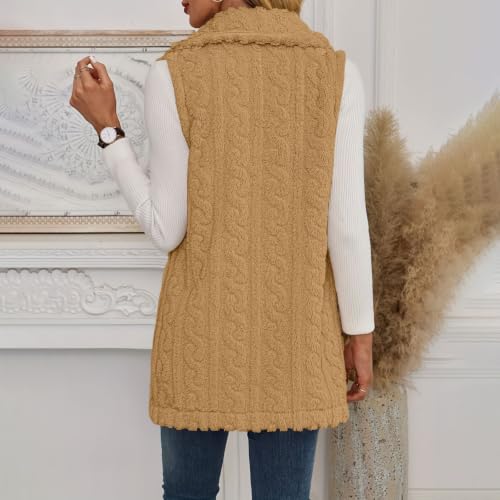 Womens Fuzzy Vest Hooded Sleeveless Sherpa Jacket Button Down Fleece Coat - image 3