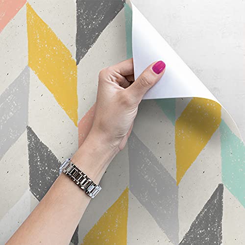 Papier peint pastel herringbone chevron pour rénover un mur abîmé - 4