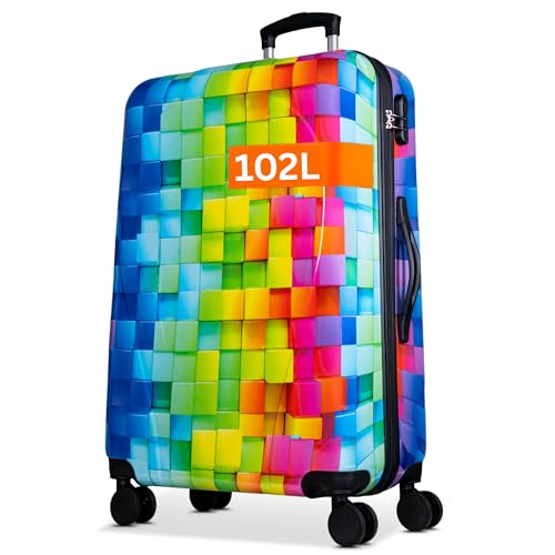 NOWI Hartschalenkoffer XL Groß - 100L Volumen - 158cm Gurtmaß - 8 Rollen 360° drehbar - Leichter Koffer mit Zahlenschloss & Teleskopgestänge - Reisekoffer mit Rollen, Trolley (XL)