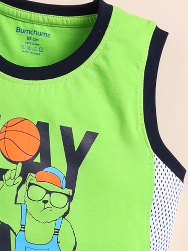 Image of Bumchums Boys Sleeveless Round Neck T-Shirt and Pant Set for Boys, Casual Clothing Set, Trendy and Cute, Graphic