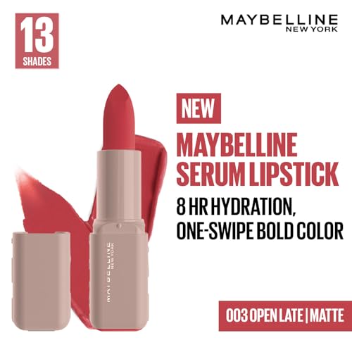 Image of Maybelline New York Maybelline Serum Lipstick (Matte), 003 Open | 1-Swipe Lush Color 8HR Weightless Hydration