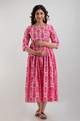 Anuom-Womens-Printed-Cotton-Maternity-Kurti-Gown-for-Women