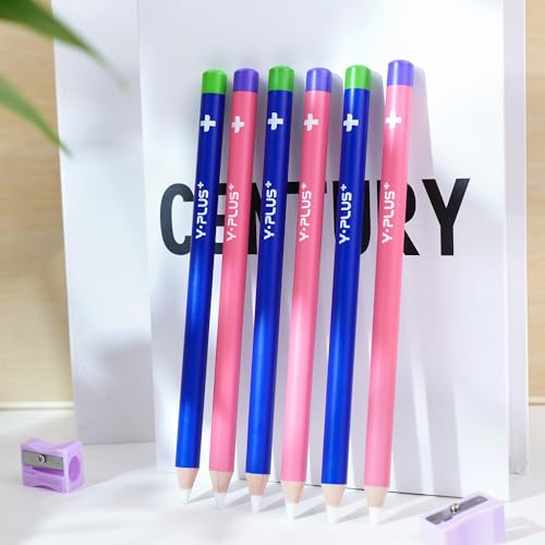YPLUS Radiergummi – 3 Stück Präzise und saubere Radierung, ideal für Kinder und Schule, einzigartiges Stift-Design, inklusive Spitzer - Blau