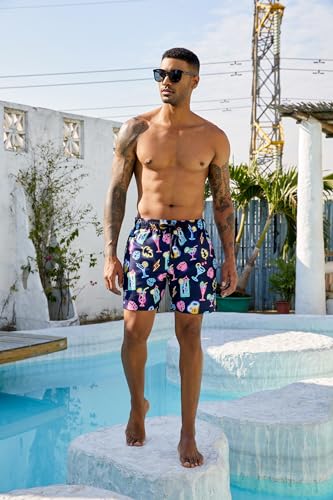 Cozople Men's Swim Trunks with Compression Liner 5.5" Inseam Quick Dry Bathing Suit Boxer Brief Lined Swim Shorts Swimwear2