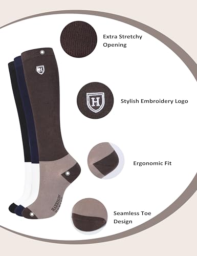 Harrison Howard 3 Pairs Premium Quality Equestrian Riding Socks for Horse Riding &Tall Boot Knee High Socks for Women2