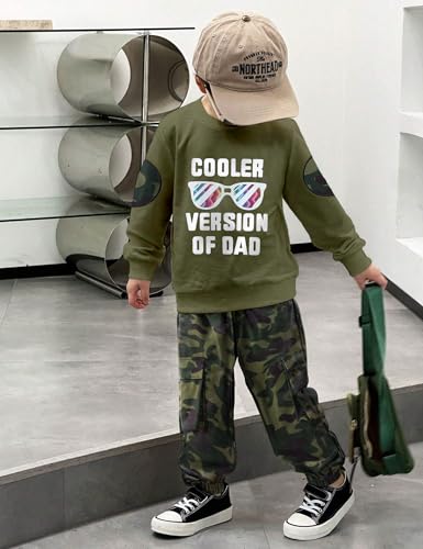 Image of Gaupafmb Toddler Boy Clothes Black Long Sleeve Letter Print Sweatshirts and Camouflage Pants Toddler Boy Fall Outfits