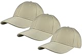 Gelante Plain Blank Baseball Caps Adjustable Back Strap 3 PC-001-Khaki