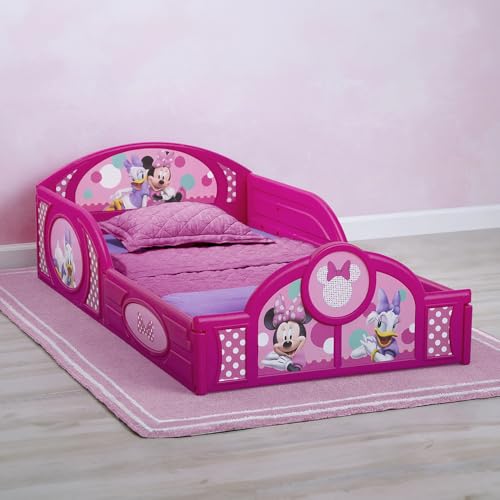 Image of Delta Children Toddler Bed Minnie Mouse Plastic with Built-in Guardrails