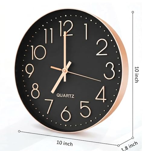 Image of STAR WORK Premium Wall Clock 10 inch Inch Silent Non-Ticking Quartz Movement | Easy to Read 3D Numbers | Modern Analog Clock for Home Decor, Living Room, Bedroom, Office (Rose Gold, 10-Inch (25Cm)