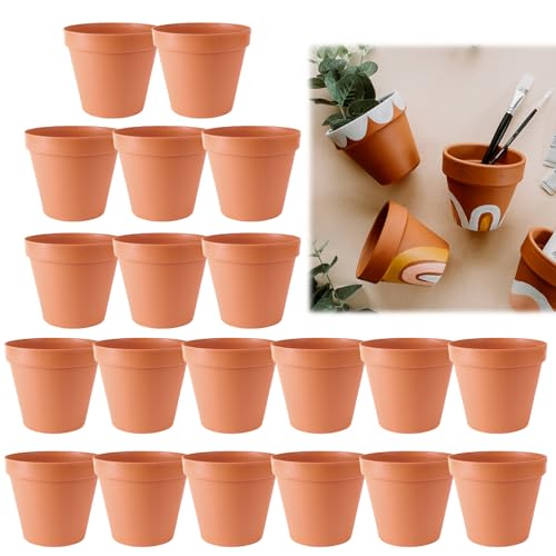 kaiyaya 20 Piezas Macetas de Terracota de 3,5 x 3 cm con Agujero de Drenaje para Interiores y Exteriores Tiesto para Plantas Cactus Suculentas Plantas de Interior Escritorio Oficina Regalo
