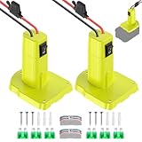 リョービ18Vバッテリーアダプター変換キット対応パワーホイールアダプター2個パック DIY RCカーおもちゃ、ライドオントラック、スイッチ&ヒューズ付き電動工具バッテリーコネクター、12AWGワイヤー、ワイヤーターミナル用