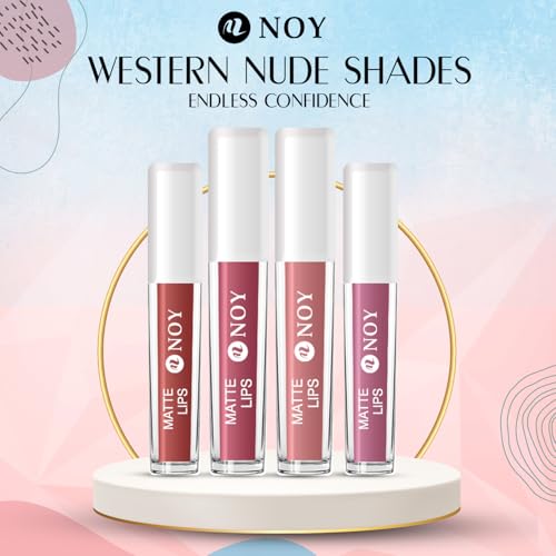 Image of NOY Saloon Secrets Result Shades Of Western 100% Smudgeproof Nude Matte Magic Lip Colors Set 4 Nude, Nude Pink, Tan Nude, Mauve Nude