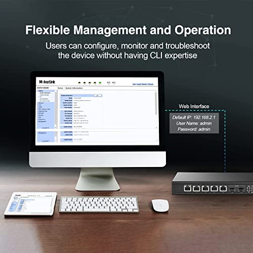 Image of MokerLink 5 Port 2.5 Gigabit Ethernet, 2 Port 10G SFP+, 128Gbps Bandwidth, Metal Fanless, Web Managed L2 Network Switch