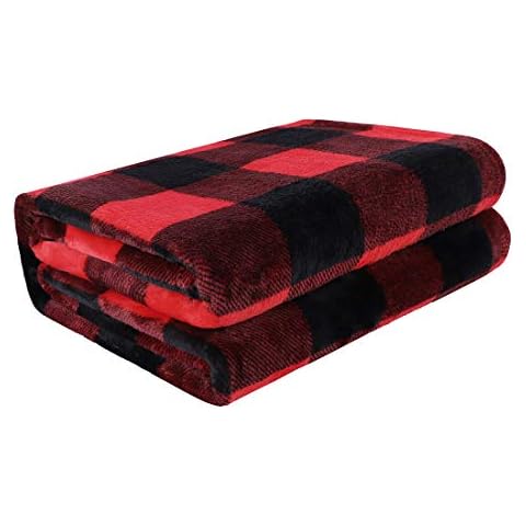 PiccoCasa Twin Size Plaid Fleece Blanket Cover