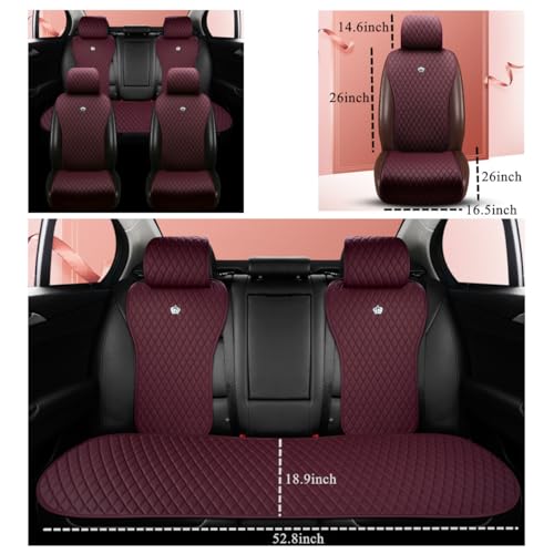 Image of Red Rain Wine Red Universal Seat Covers for Cars Leather Car Seat Protector