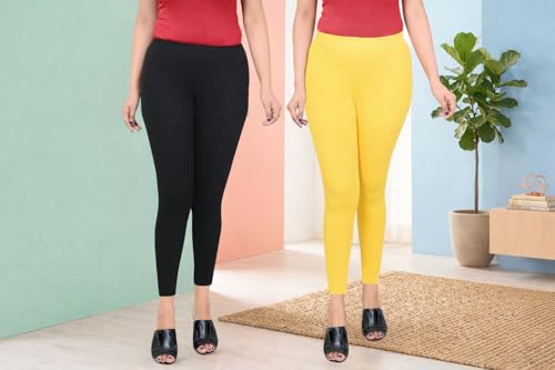 Image of Women Ankle Length Leggings Combo Pack Stretchable Comfortable Slim Fit High Waist Leggings for Women Ankle Length Soft Fabric