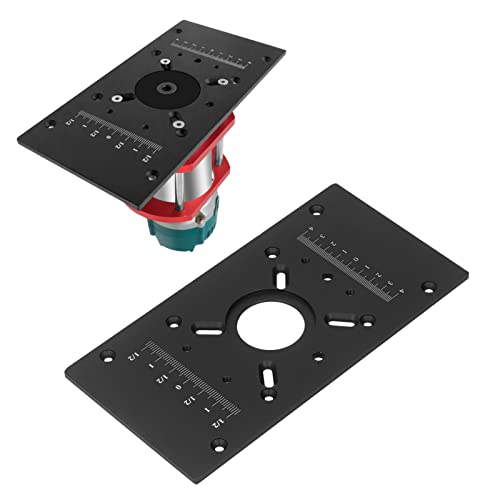 Kit di Sollevamento della Fresatrice, Sistema di Sollevamento in Lega di Alluminio con Piastra di Inserimento della Tavola della Fresatrice, 2 Anelli di Inserimento, Accessori della Base di(Nero)