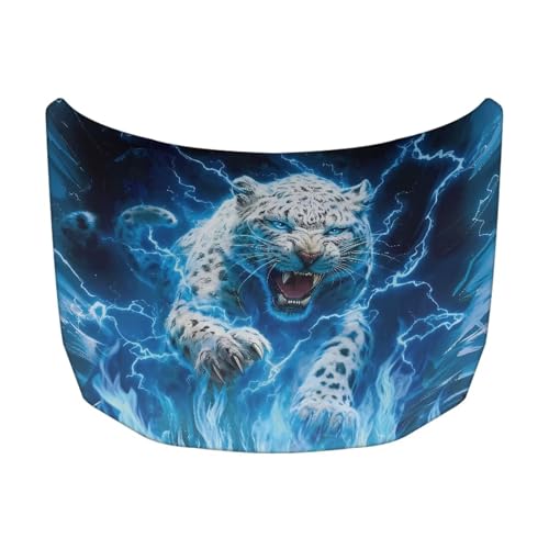 Image of Leopard Flame Design Car Hood Cover for Compact Cars SUV Truck Minivan, 59x39 Inch Stretchable Car Hood Flag Waterproof Automotive Exterior Accessories