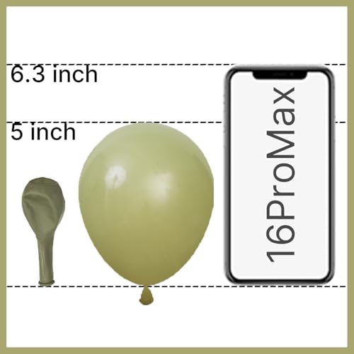 Image of PartyWoo Sage Green Balloons 50 pcs 5 Inch Small Mini Matte Sage Olive Green Boho Neutral Eucalyptus Latex Balloons for Wedding Baby Shower Gender Reveal Birthday Party Decorations Green-F11