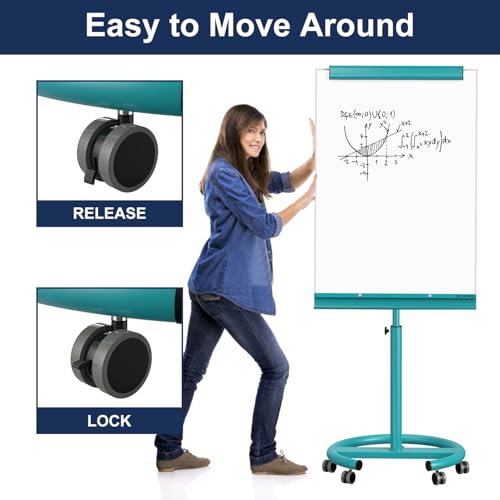 Image of TSJ OFFICE Rolling Whiteboard Standing - 40 x 26 Inches Mobile White Board