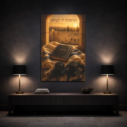 Toile Ve'erastich Li Le'olam 40x60 cm | Tableau d'Art Vertical Haut de Gamme pour Salon