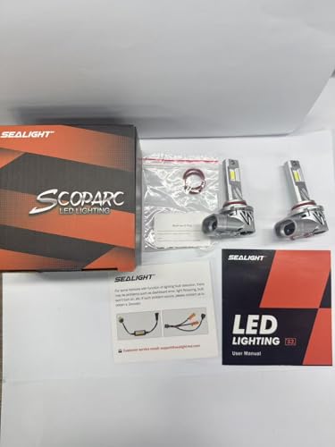 Image of SEALIGHT HB3 /9005 LED Bulb, 900% Super Bright 9005 Fog Bulbs, 6500K Cool White with Fan, Real 1:1 Stock Size, 3Mins Easy Plug-N-Play, IP68 Waterproof, 2 Pack