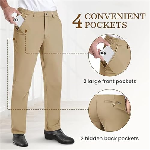 Elitejoe Mens Pants, Caracomfy Pants, Stridecomfy - Men's Stretch Khaki Pants, Elastic Waistband Active Pants4