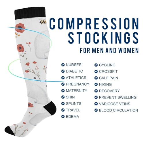 KLL Cute Bees White_3 Compression Socks Womens Boot Socks for Shin Sports4