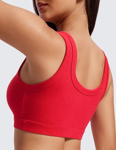 Image of CRZ YOGA Ribbed U Neck Sports Bras | Medium Support, Removable Pads, Casual, Wide Straps, for Women