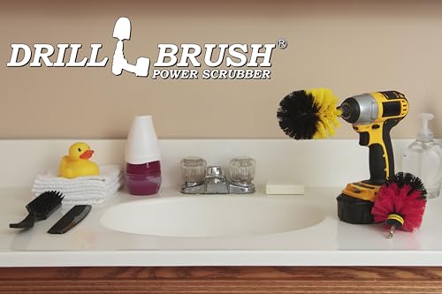 Image of Spin Brush Cleaning Kit - Drill Brush - Concrete, Brick, Fireplace, Stone - Bird Bath - Garden Statuary - Bathroom Accessories - Soap Scum, Hard Water, Mineral, Calcium, Rust Stains and Discoloration