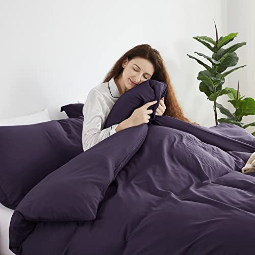 Nestl Purple Duvet Cover King Size - Soft King Duvet Cover Set, 3 Piece Double Brushed King Duvet Covers With Button Closure, 1 King Size Duvet Cover 104X90 Inches And 2 Pillow Shams #TOP2