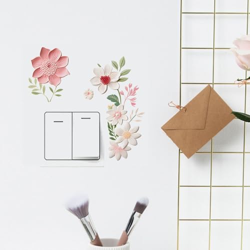 Blume Wandschalter Aufkleber Wandtattoo Blumen Lichtschalter Sticker Wandsticker PVC Floral Lichtschalter Aufkleber Steckdose Wandtatoo Flower Steckdosen Wall Stickers Zimmer Deko Aesthetic