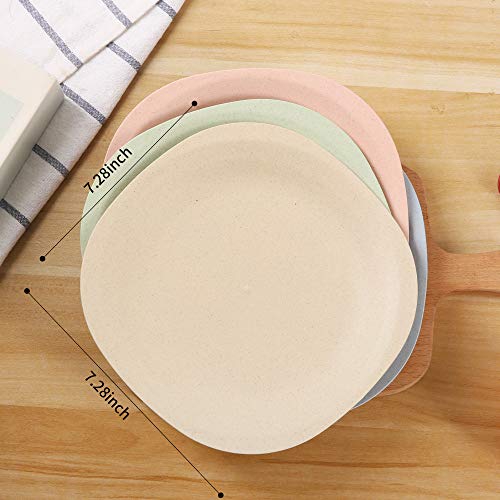 Shopwithgreen 7.3'' Bread Butter Wheat Straw Plates, Dishwasher Microwave Safe, Lightweight and Durable Tableware, for Party Children Toddler Plates Sets 4