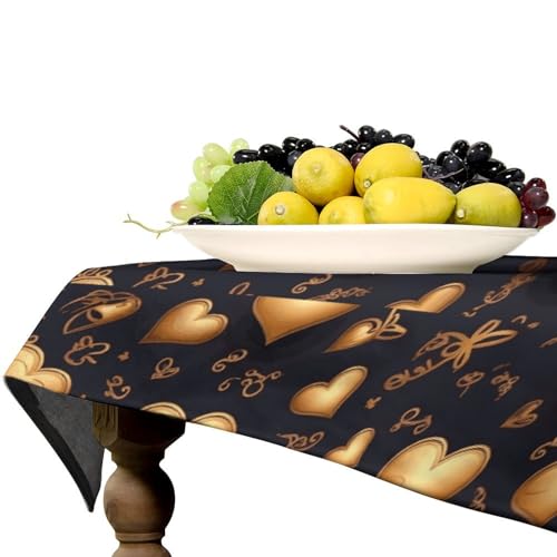Nappe de table rectangulaire amour et cœur doré pour repas festifs - 7