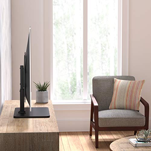 Image of Amazon Basics Swivel Pedestal Table Top TV Mount, Height Adjustable 14-19 Inches, for 32 inch to 65 inch TVs up to 55 lbs, Universal TV Stand, VESA 400x400, Black