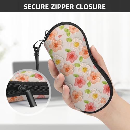 Image of Sunglasses Soft Case, Cute Ultra Light Portable Neoprene Zipper Eyeglass Glasses Case with Belt Clip for Men Women