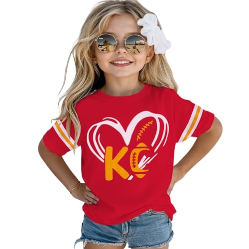 AG AGUU Toddler Football T-Shirt Boys Girls Football Team Outfits Game Day Shirts Fans Lover Tees Kid Short Sleeve Tops(Red-1,18-24Months)