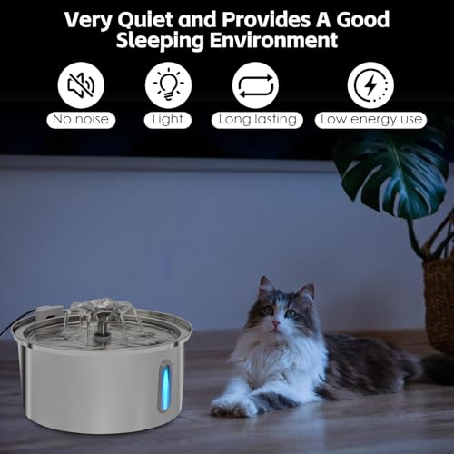 Cat Water Fountain Stainless Steel: 108 oz/3.2 L Pet Automatic Drinking Dispenser for Cats & Kitten, Indoor Cat Watering Fountains with 5 Filters Included - Image 6