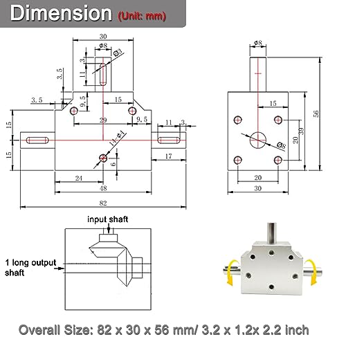 Image of 1:1 Right Angle Tapered Bevel Gearbox Mini 1 Module 20 Teeth 90 Angle Drive Steering Gear Device Simple Mechanical DIY Module with 8mm Shaft