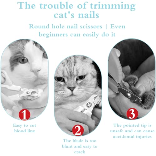 1 Stück Krallenschere Katzen mit Schutz,Katzen Nagelschere,Katzenkrallen Schneider Mit 2mm&4mm Loch,Katzen Krallenschneider,Nagelschere Katze ,Cat Nail Clipper Für Kleine Hunde Welpen Katzen(Blau)