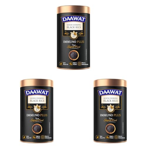 Image of Daawat Black Rice Immuno Plus 1KG Pack - Superfood with High Protein, Rich Antioxidants, Minerals & Low Fat - Whole Grain (Pack of 3)