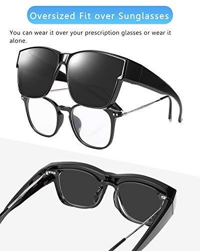 Br'Guras Oversized Fit Over Sunglasses Wear Over Glasses with Polarized Lenses Retro Squared Sunglasses for Men3